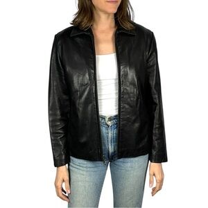 TIBOR LEATHER BLACK ZIP FRONT CLASSIC FUR LINED MOTORCYCLE BIKER JACKET